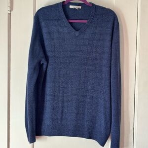 VINTAGE Geoffrey Beene Blue Plaid Pattern Sweater